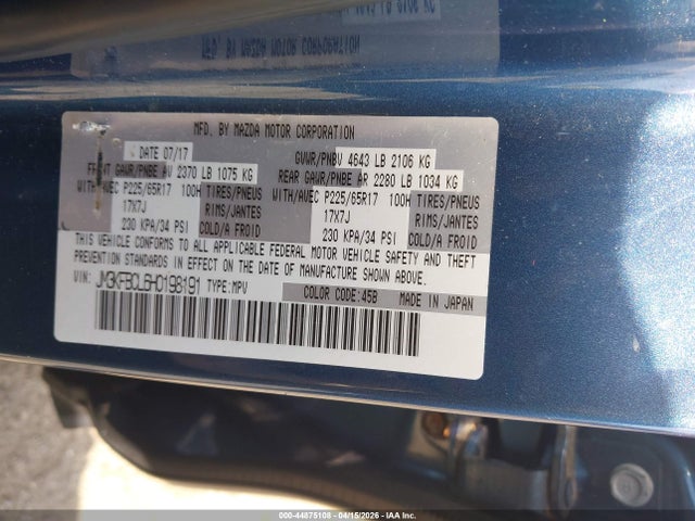 Продажа на аукционе авто 2017 Mazda Cx-5 Touring, vin: JM3KFBCL6H0198191, номер лота: 44875108
