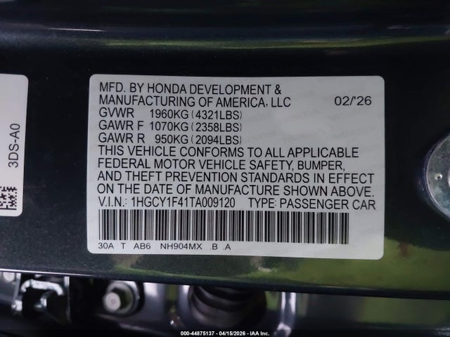 Honda ACCORD SE 2026 1HGCY1F41TA009120 Image 9