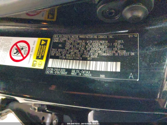 Продаж на аукціоні авто 2012 Lexus Rx 350, vin: 2T2BK1BA6CC139439, номер лоту: 44875233