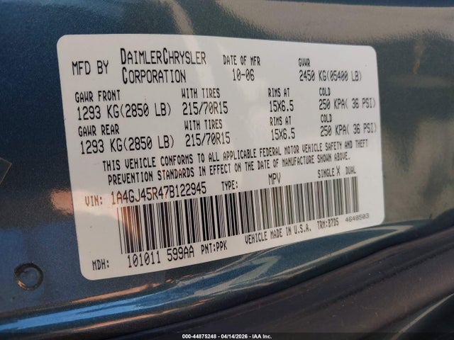 2007 CHRYSLER TOWN & COUNTRY 1A4GJ45R47B122945 Photo 8