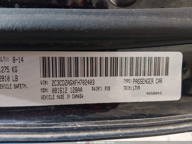 Продажа на аукционе авто 2015 Dodge Challenger Sxt, vin: 2C3CDZAGXFH702403, номер лота: 44875274