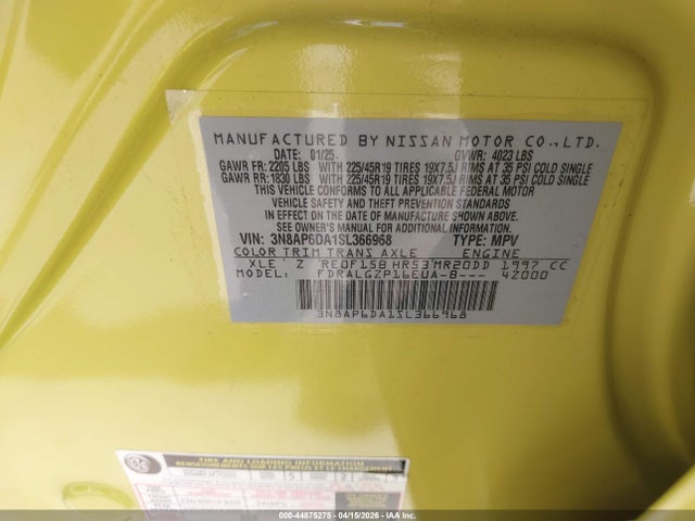 Продаж на аукціоні авто 2025 Nissan Kicks Sr Fwd, vin: 3N8AP6DA1SL366968, номер лоту: 44875275