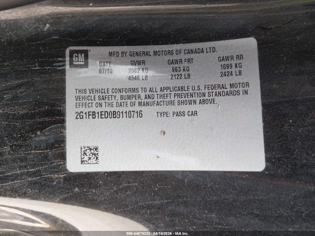 2011 CHEVROLET CAMARO 2G1FB1ED0B9110716 Photo 8