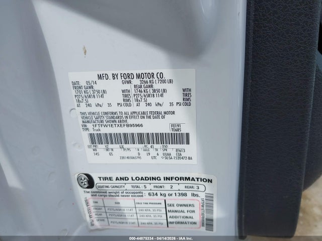 Ford F-150 Xlt 2014 1FTFW1ETXEFB95966 Image 9