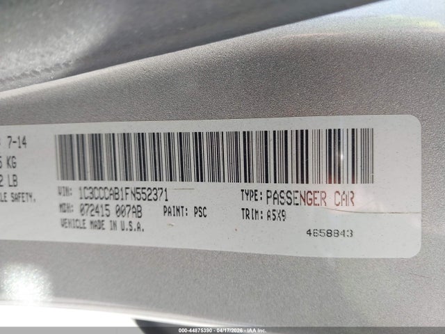 Aukcja sprzedaży 2015 Chrysler 200 Limited, vin: 1C3CCCAB1FN552371, numer aukcji: 44875390