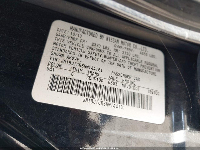 Aukcja sprzedaży 2017 Nissan Rogue Sport Sl, vin: JN1BJ1CR5HW144161, numer aukcji: 44875400