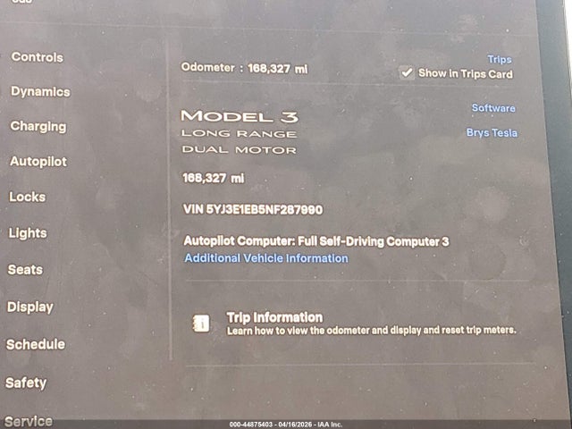 Продажа на аукционе авто 2022 Tesla Model 3 Long Range Dual Motor All-wheel Drive, vin: 5YJ3E1EB5NF287990, номер лота: 44875403