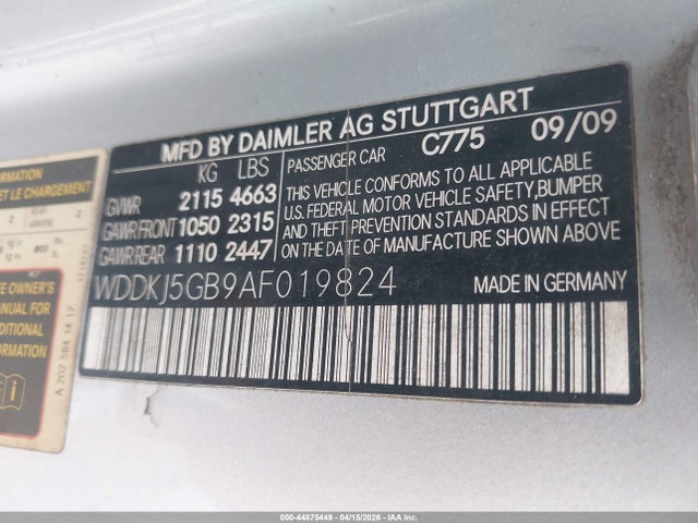 Продаж на аукціоні авто 2010 Mercedes-benz E 350, vin: WDDKJ5GB9AF019824, номер лоту: 44875449
