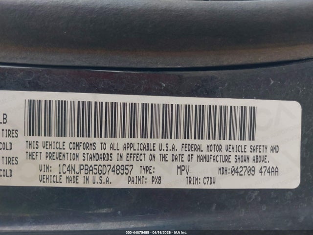 Продаж на аукціоні авто 2016 Jeep Patriot Sport, vin: 1C4NJPBA5GD748957, номер лоту: 44875459
