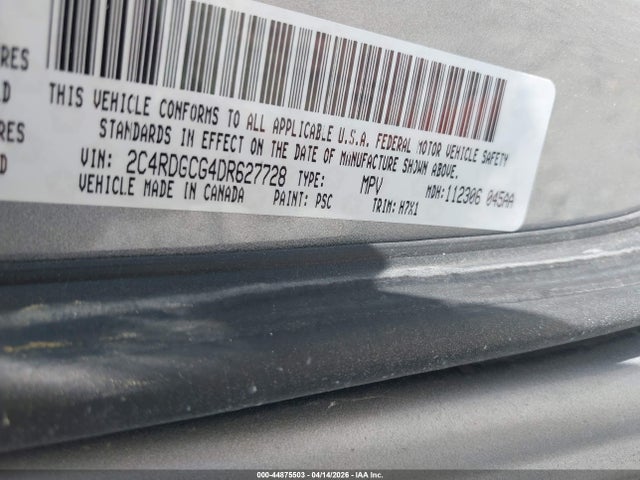 Aukcja sprzedaży 2013 Dodge Grand Caravan Sxt, vin: 2C4RDGCG4DR627728, numer aukcji: 44875503