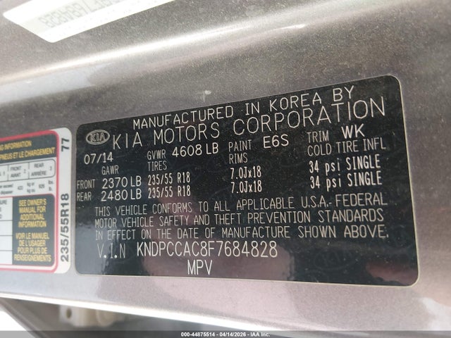 Продаж на аукціоні авто 2015 Kia Sportage Ex, vin: KNDPCCAC8F7684828, номер лоту: 44875514