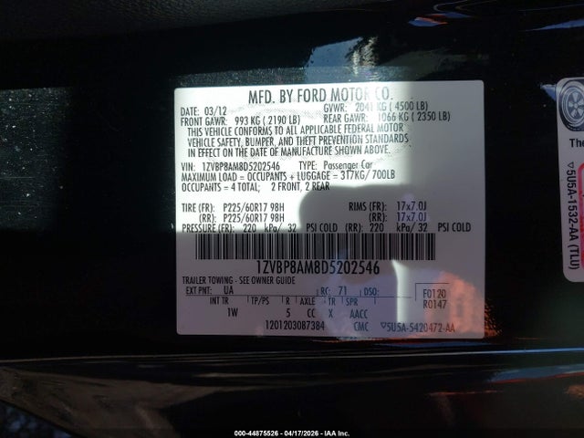 Aukcja sprzedaży 2013 Ford Mustang V6, vin: 1ZVBP8AM8D5202546, numer aukcji: 44875526