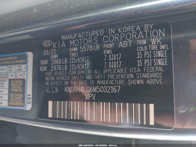 KNDRH4LG6M5032167 KIA Sorento Hybrid Ex