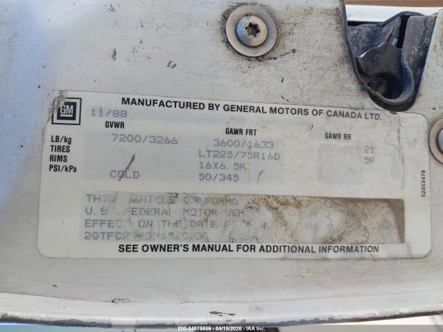 Продаж на аукціоні авто 1989 Gmc Sierra C2500, vin: 2GTFC29K3K1520234, номер лоту: 44875556