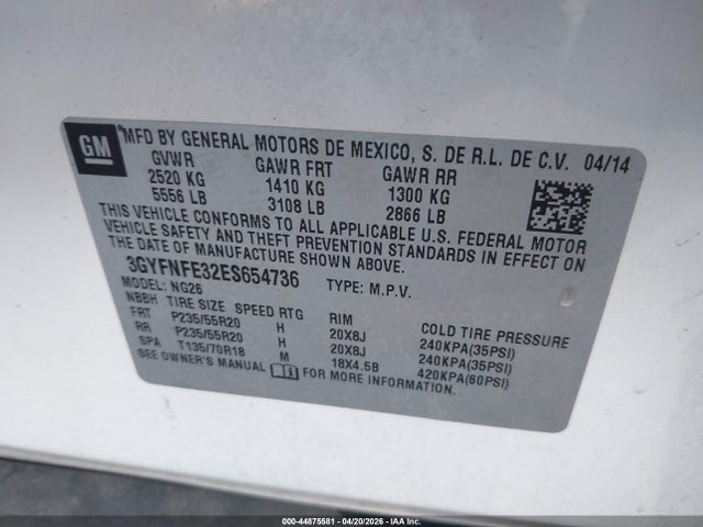 Cadillac Srx Performance Collection 2014 3GYFNFE32ES654736 Image 9