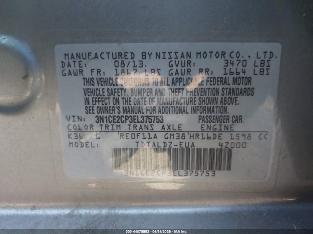 Nissan Versa Note Sv 2014 3N1CE2CP3EL375753 Image 9