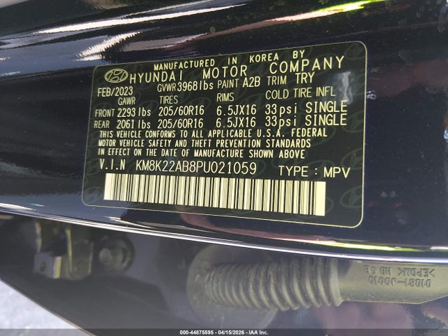 Продаж на аукціоні авто 2023 Hyundai Kona Se, vin: KM8K22AB8PU021059, номер лоту: 44875595