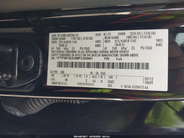 Ford F-150 Xlt 2021 1FTFW1ED3MFC05941 Image 9
