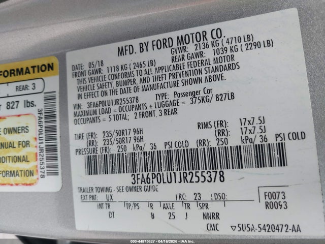 Ford Fusion Hybrid Se 2018 3FA6P0LU1JR255378 Image 9