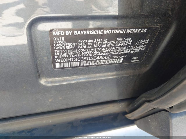 Продажа на аукционе авто 2016 Bmw X1 Xdrive28i, vin: WBXHT3C35G5E48562, номер лота: 44875663