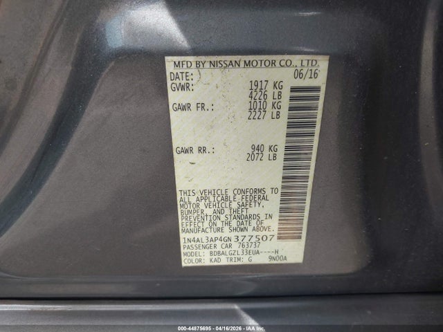 1N4AL3AP4GN377507 Nissan Altima 2.5 S