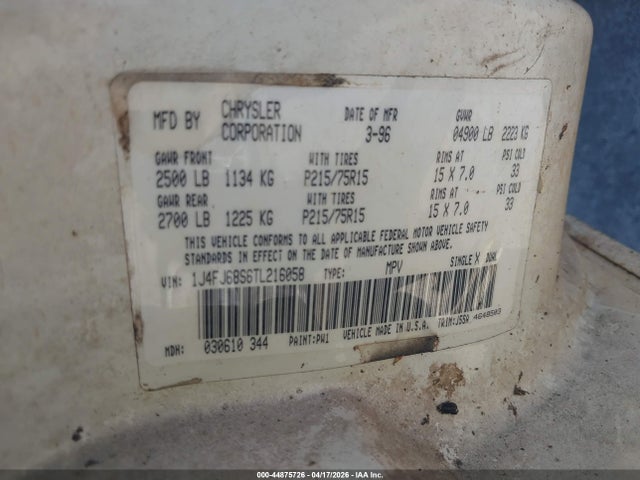 1996 JEEP CHEROKEE 1J4FJ68S6TL216058 Photo 8