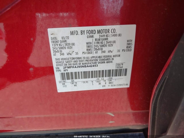 Ford Edge St-line 2022 2FMPK4J95NBA42453 Image 9