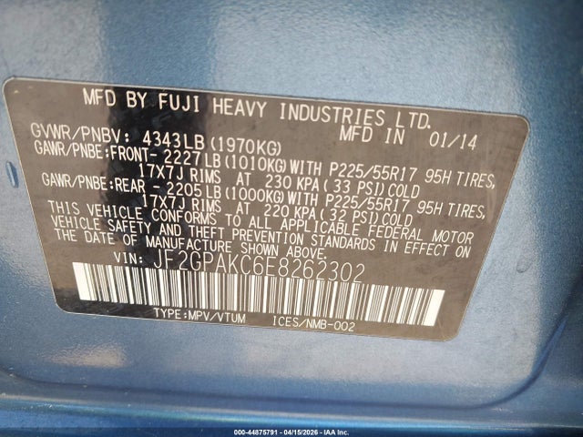 2014 SUBARU XV CROSSTREK JF2GPAKC6E8262302 Photo 8