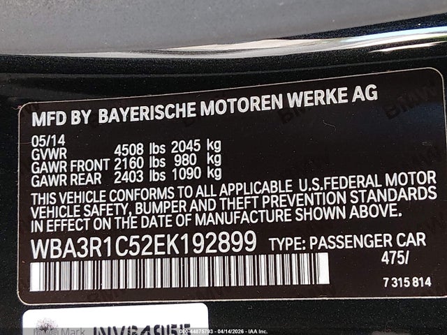 2014 Bmw 435i მანქანა იყიდება აუქციონზე, vin: WBA3R1C52EK192899, აუქციონის ნომერი: 44875793