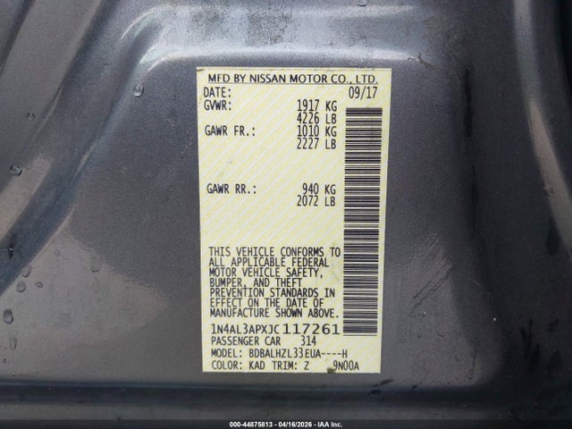 Nissan Altima 2.5 Sr 2018 1N4AL3APXJC117261 Image 9