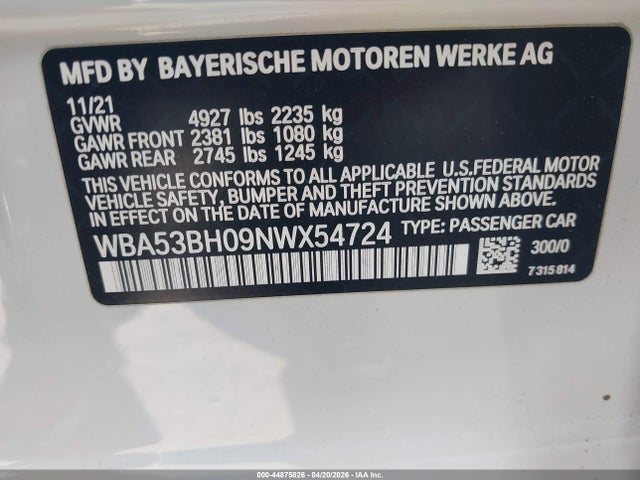 WBA53BH09NWX54724 BMW 530 I