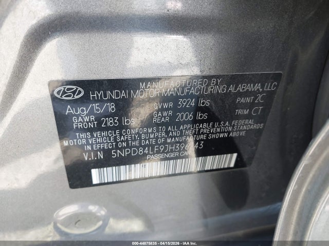 5NPD84LF9JH396743 Hyundai Elantra Value Edition
