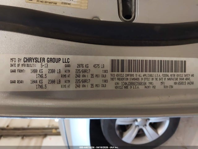 2014 Jeep Compass Sport მანქანა იყიდება აუქციონზე, vin: 1C4NJDBB6ED568164, აუქციონის ნომერი: 44875836