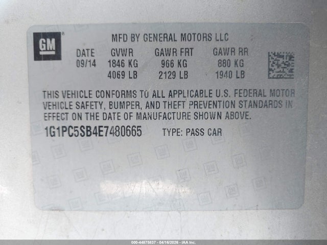 Chevrolet Cruze 1lt Auto 2014 1G1PC5SB4E7480665 Image 9