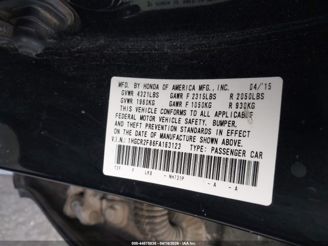 Honda Accord Ex-l 2015 1HGCR2F86FA163123 Image 9