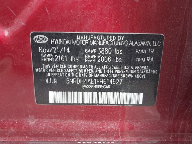 Продаж на аукціоні авто 2015 Hyundai Elantra Se, vin: 5NPDH4AE1FH614627, номер лоту: 44875840