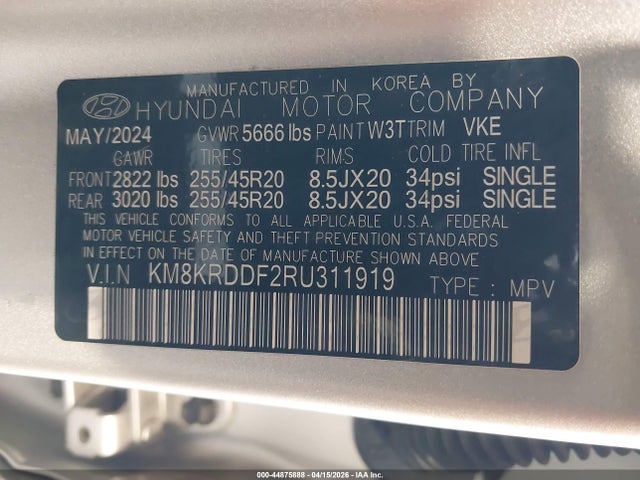 Продаж на аукціоні авто 2024 Hyundai Ioniq 5 Limited, vin: KM8KRDDF2RU311919, номер лоту: 44875888