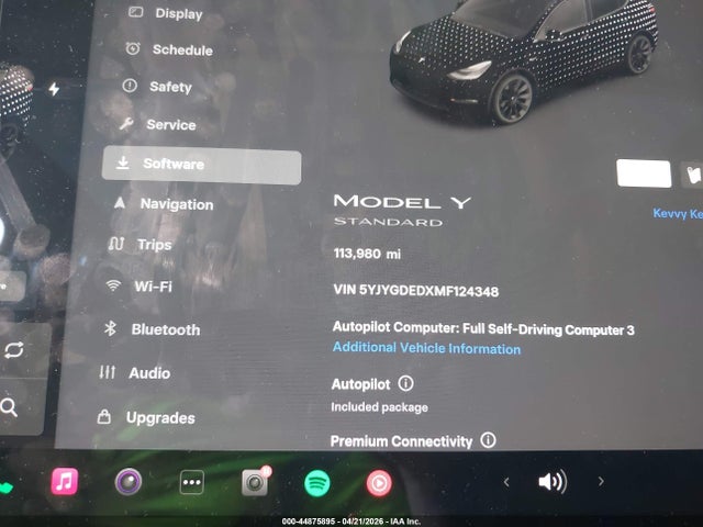 Aukcja sprzedaży 2021 Tesla Model Y Standard Range Rear-wheel Drive, vin: 5YJYGDEDXMF124348, numer aukcji: 44875895