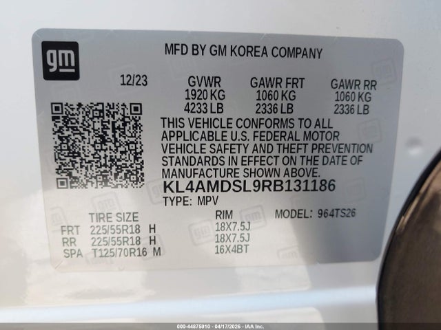 Aukcja sprzedaży 2024 Buick Encore Gx Sport Touring Fwd, vin: KL4AMDSL9RB131186, numer aukcji: 44875910