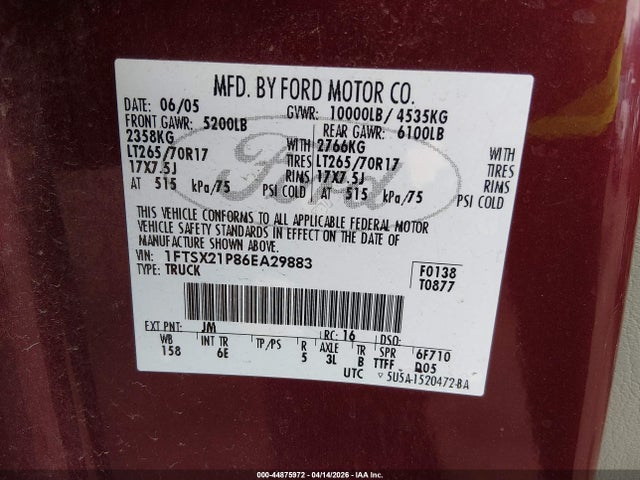 2006 FORD F-250 1FTSX21P86EA29883 Photo 8