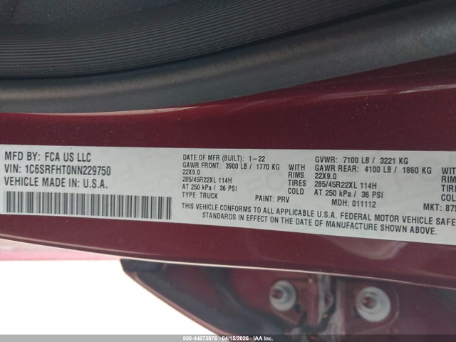 2022 RAM 1500 1C6SRFHT0NN229750 Photo 8