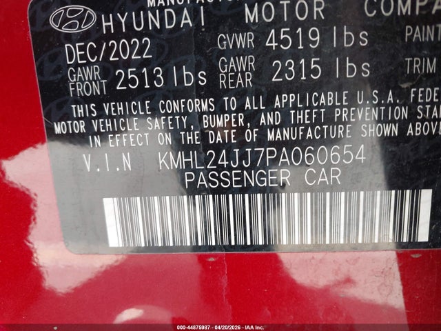 KMHL24JJ7PA060654 Hyundai Sonata Hybrid Blue