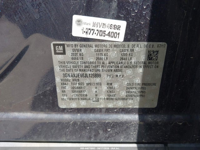 Chevrolet EQUINOX LT 2018 3GNAXJEV6JL126899 Image 9