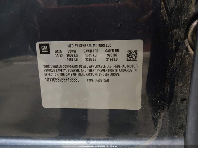 Chevrolet MALIBU 1LT 2014 1G11C5SL5EF165880 Image 9