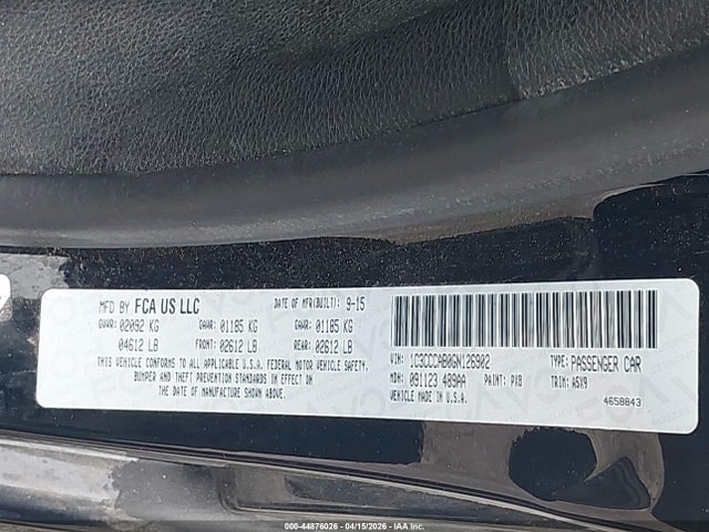 Продаж на аукціоні авто 2016 Chrysler 200 Limited, vin: 1C3CCCAB0GN126902, номер лоту: 44876026