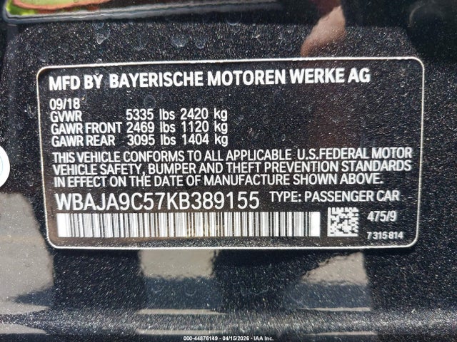 WBAJA9C57KB389155 BMW 530e Iperformance