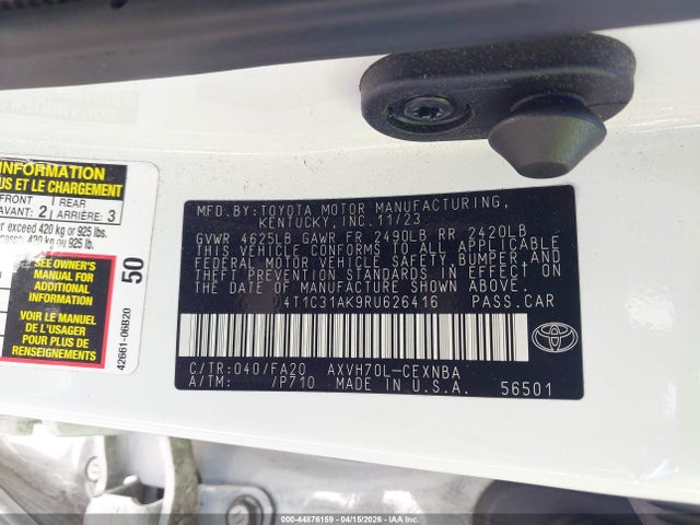 4T1C31AK9RU626416 Toyota Camry Hybrid Le
