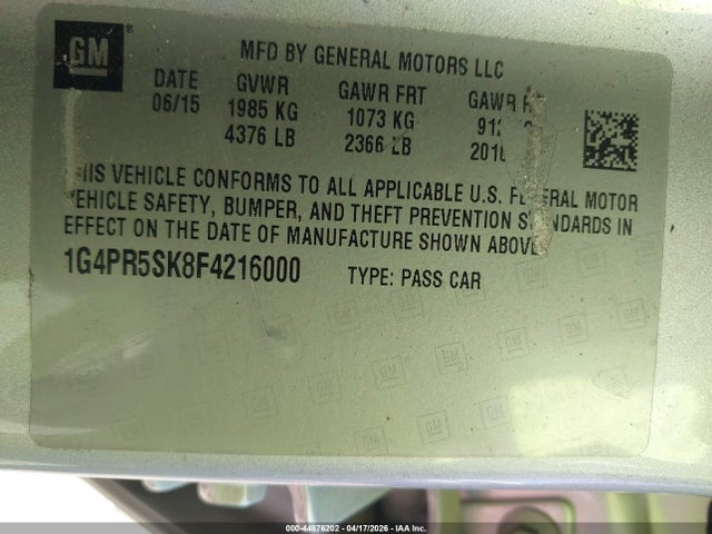 Aukcja sprzedaży 2015 Buick Verano Convenience Group, vin: 1G4PR5SK8F4216000, numer aukcji: 44876202