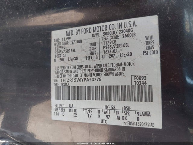 2000 FORD RANGER 1FTZR15V6YPA53778 Photo 8