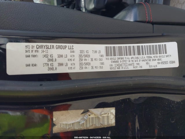 Aukcja sprzedaży 2012 Dodge Durango R/t, vin: 1C4SDHCT7CC144472, numer aukcji: 44876254